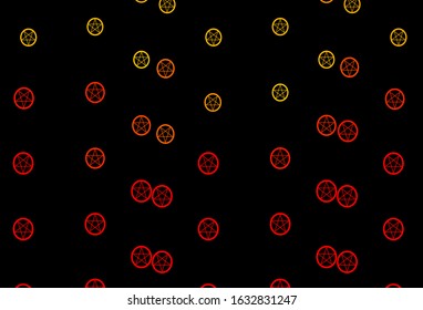 Dark Orange vector background with occult symbols. Abstract illustration with gothic gradient shapes. Best design halloween events.