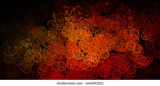 Dark Orange vector background with occult symbols. Colorful mystic symbols with a gradient in ancient style. Design for magic, spiritual events.