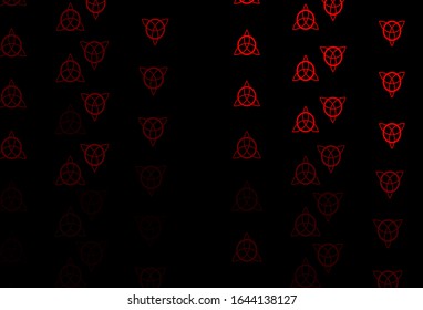 Dark Orange vector background with occult symbols. Abstract illustration with gothic gradient shapes. Simple base for your occult design.