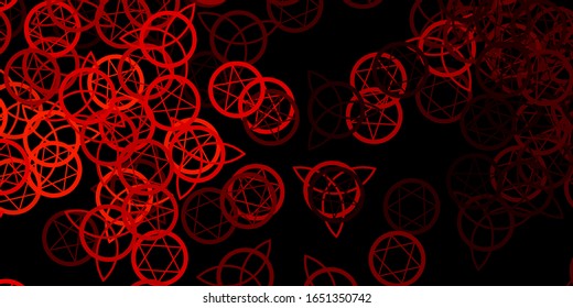 Dark Orange vector background with occult symbols. Illustration with magical signs of spiritual power. Simple base for your occult design.