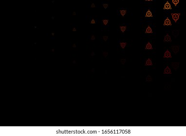 Dark Orange vector background with occult symbols. Retro design in abstract style with witchcraft forms. Background for esoteric, mystic designs.