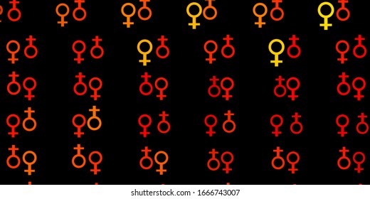 Dark Orange vector background with occult symbols. Retro design in abstract style with witchcraft forms. Best design halloween events.