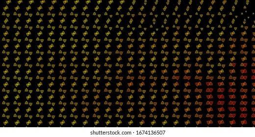 Dark Orange vector background with occult symbols. Retro design in abstract style with witchcraft forms. Simple design for occult depiction.