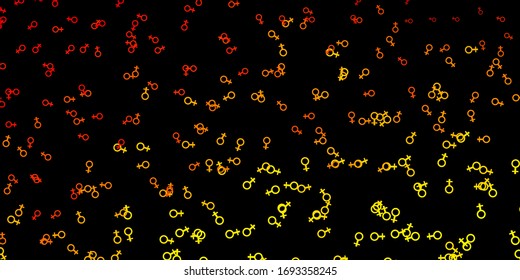Dark Orange vector background with occult symbols. Illustration with magical signs of spiritual power. Simple base for your occult design.
