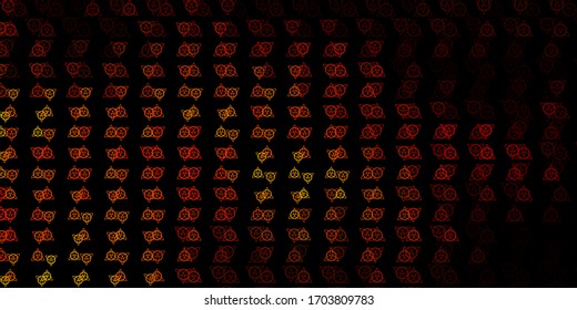 Dark Orange vector background with occult symbols. Illustration with magical signs of spiritual power. Simple design for occult depiction.