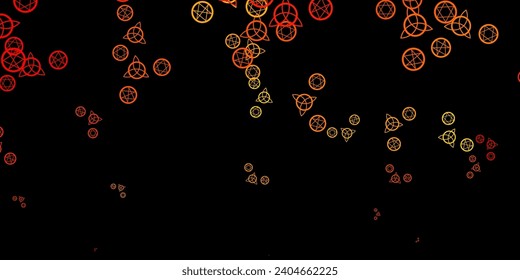 Dark Orange vector background with occult symbols. Retro design in abstract style with witchcraft forms. Design for magic, spiritual events.