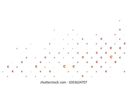 Dark Orange vector background with signs of Euro. Blurred design in simple style with symbols of Euro. The pattern can be used as ads, poster, banner for payments.