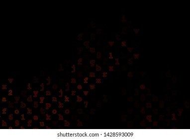 Dark Orange vector background with signs of alphabet. Modern geometrical illustration with ABC english symbols. Best design for your ad, poster, banner of college.
