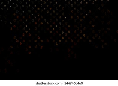 Dark Orange vector background with signs of alphabet. Blurred design in simple style with signs of alphabet. The pattern can be used for ad, booklets, leaflets of education.