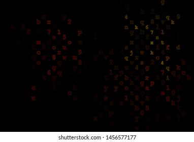 Dark Orange vector background with signs of alphabet. Colored alphabet signs with gradient on white background. Smart design for your business advert of university.