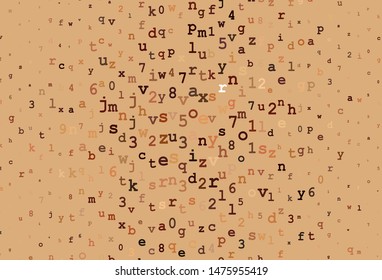 Dark Orange vector background with signs of alphabet. Blurred design in simple style with signs of alphabet. Pattern for ads, poster, banner of books.