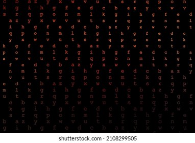 Dark orange vector background with signs of alphabet. Abstract illustration with colored latin alphabet. Smart design for your business advert of university.