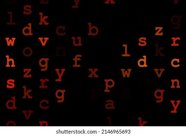 Dark orange vector background with signs of alphabet. Abstract illustration with colored latin alphabet. The pattern can be used for school, grammar websites.