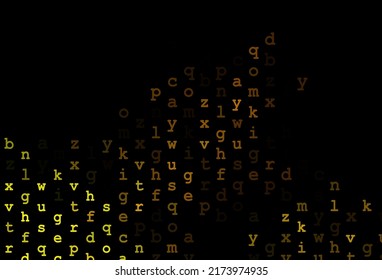Dark orange vector background with signs of alphabet. Abstract illustration with colored latin alphabet. The pattern can be used for ad, booklets, leaflets of education.