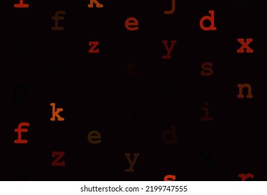 Dark orange vector background with signs of alphabet. Abstract illustration with colored latin alphabet. Template can be used as a background for ads of typography.