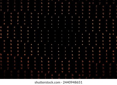 Dark orange vector background with signs of alphabet. Blurred design in simple style with signs of alphabet. Best design for your ad, poster, banner of college.