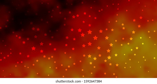 Dark Orange vector background with small and big stars. Decorative illustration with stars on abstract template. Theme for cell phones.