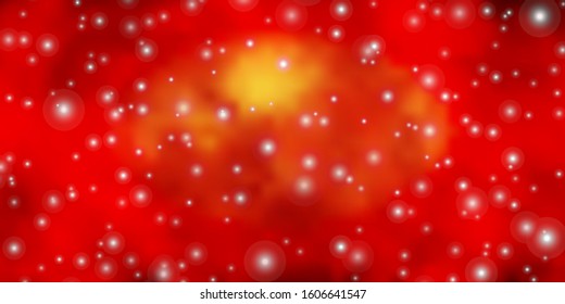 Dark Orange vector background with small and big stars. Modern geometric abstract illustration with stars. Best design for your ad, poster, banner.