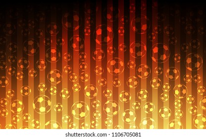 Dark Orange vector background with soccer balls. Colorful gradient with signs of soccer tournament. Smart design for ads of soccer matches.