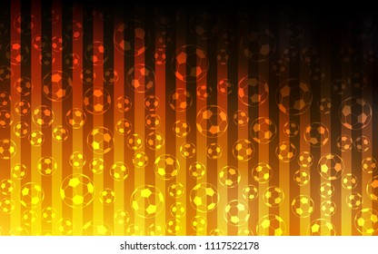 Dark Orange vector background with soccer balls. Colorful gradient with signs of soccer tournament. Pattern for booklets, leaflets of soccer turnament.