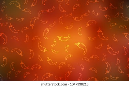 Dark Orange vector background with spicy peppers. peppers on blurred abstract background with colorful gradient. Pattern for ad, booklets, leaflets of restaurants.