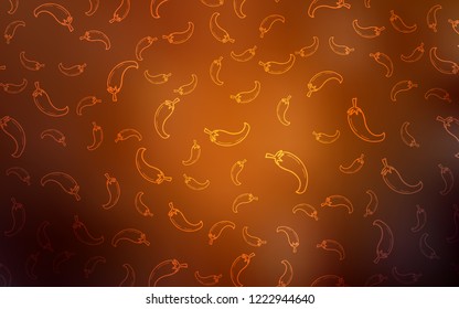 Dark Orange vector background with spicy peppers. peppers on blurred abstract background with colorful gradient. Pattern for menu of cafes, bars, restaurants.
