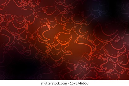 Dark Orange vector background with spicy peppers. Blurred decorative design of peppers in doodle style. Pattern for ads of breakfast, lunch, dinner.