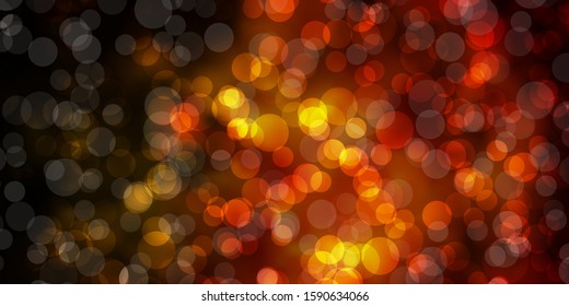 Dark Orange vector background with spots. Illustration with set of shining colorful abstract spheres. Design for your commercials.