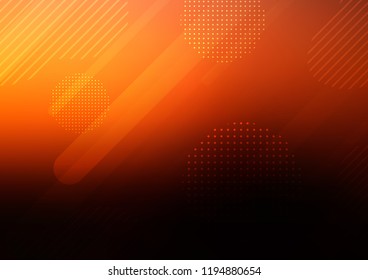 Dark Orange vector background with straight lines and dots. Capsules on blurred abstract background with gradient dots. The template can be used as a background.