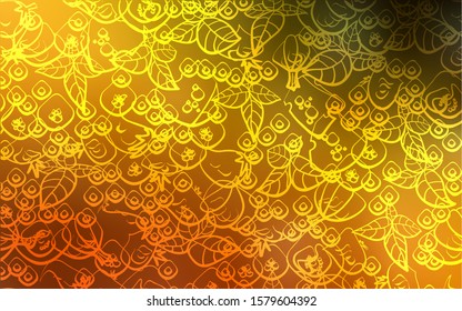 Dark Orange vector background with tasty food. Glitter abstract sketch with gourmet food. Pattern for ads of breakfast, lunch, dinner.