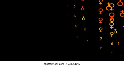 Dark Orange vector background with woman symbols. Colorful feminism symbols with a gradient in modern style. Design for International Women’s Day.