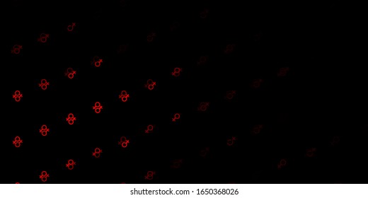 Dark Orange vector background with woman symbols. Abstract illustration with a depiction of women's power.  