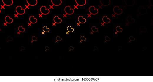 Dark Orange vector background with woman symbols. Colorful illustration with gradient feminism shapes. Design for International Women’s Day.