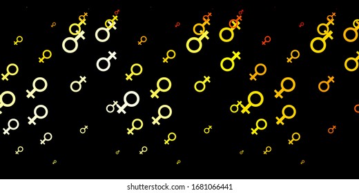 Dark Orange vector background with woman symbols. Colorful feminism symbols with a gradient in modern style. Elegant design for wallpapers.