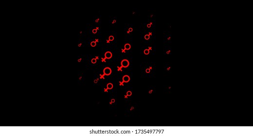 Dark Orange vector background with woman symbols. Abstract illustration with a depiction of women's power. Simple design for your web site.
