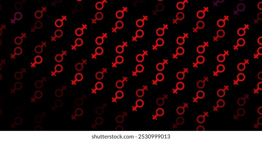 Dark Orange vector background with woman symbols. Colorful illustration with gradient feminism shapes. Background for International Women’s Day.