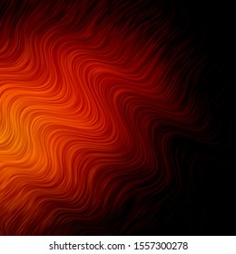 Dark Orange vector background with wry lines. Colorful illustration in circular style with lines. Pattern for commercials, ads.