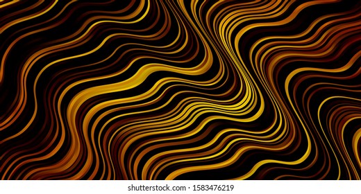 Dark Orange vector background with wry lines. Colorful illustration with curved lines. Template for cellphones.