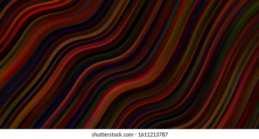Dark Orange vector background with wry lines. Colorful abstract illustration with gradient curves. Best design for your posters, banners.