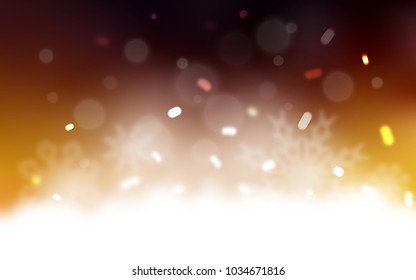 Dark Orange vector background with xmas snowflakes. Blurred decorative design in xmas style with snow. New year design for your business advert.