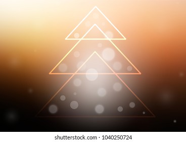 Dark Orange vector background with a xmas tree. Decorative shining illustration with xmas tree on abstract template. New year design for your ad, poster, banner.