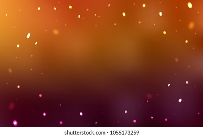 Dark Orange vector background with xmas snowflakes. Snow on blurred abstract background with gradient. The template can be used as a new year background.