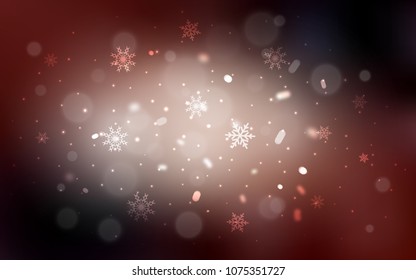 Dark Orange vector background with xmas snowflakes. Blurred decorative design in xmas style with snow. The pattern can be used for new year ad, booklets.