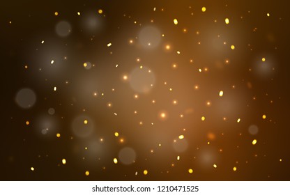 Dark Orange vector background with xmas snowflakes. Shining colored illustration with snow in christmas style. New year design for your ad, poster, banner.