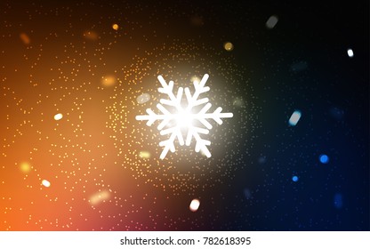 Dark Orange vector background with xmas snowflakes. Modern geometrical abstract illustration with crystals of ice. The pattern can be used for new year ad, booklets.