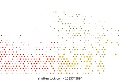 Dark Orange vector banner with circles, spheres. Abstract spots. Background of Art bubbles in halftone style with colored gradient.