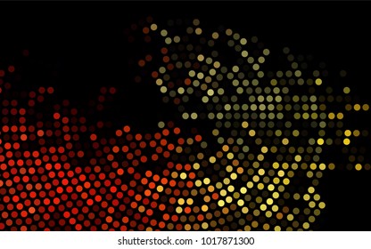 Dark Orange vector banner with circles, spheres. Abstract spots. Background of Art bubbles in halftone style with colored gradient.