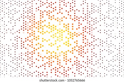 Dark Orange vector banner with circles, spheres. Abstract spots. Background of Art bubbles in halftone style with colored gradient.