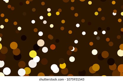 Dark Orange vector banner with circles, spheres. Abstract spots. Background of Art bubbles in halftone style with colored gradient.