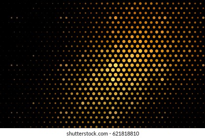 Dark Orange vector banner with circles, spheres. Abstract spots. Background of Art bubbles in halftone style with colored gradient.